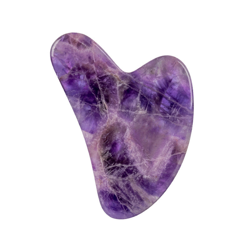 Heart-shaped purple stone gua sha tool
