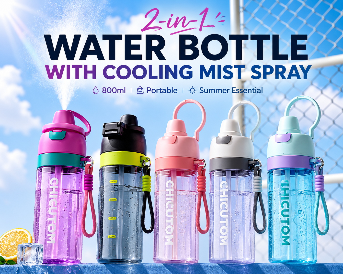 CHICUTOM™ Cooling Mist Bottle | 700ML Hydration + Refresh Spray