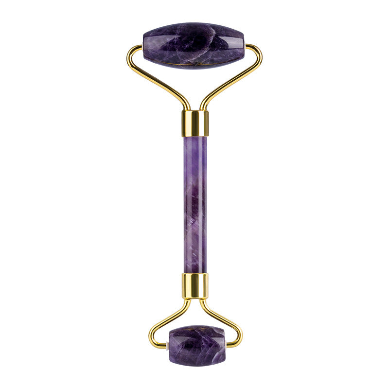 Dual-ended purple stone facial roller