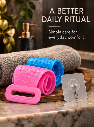 Dual-Sided Silicone Back Scrubber + Hook