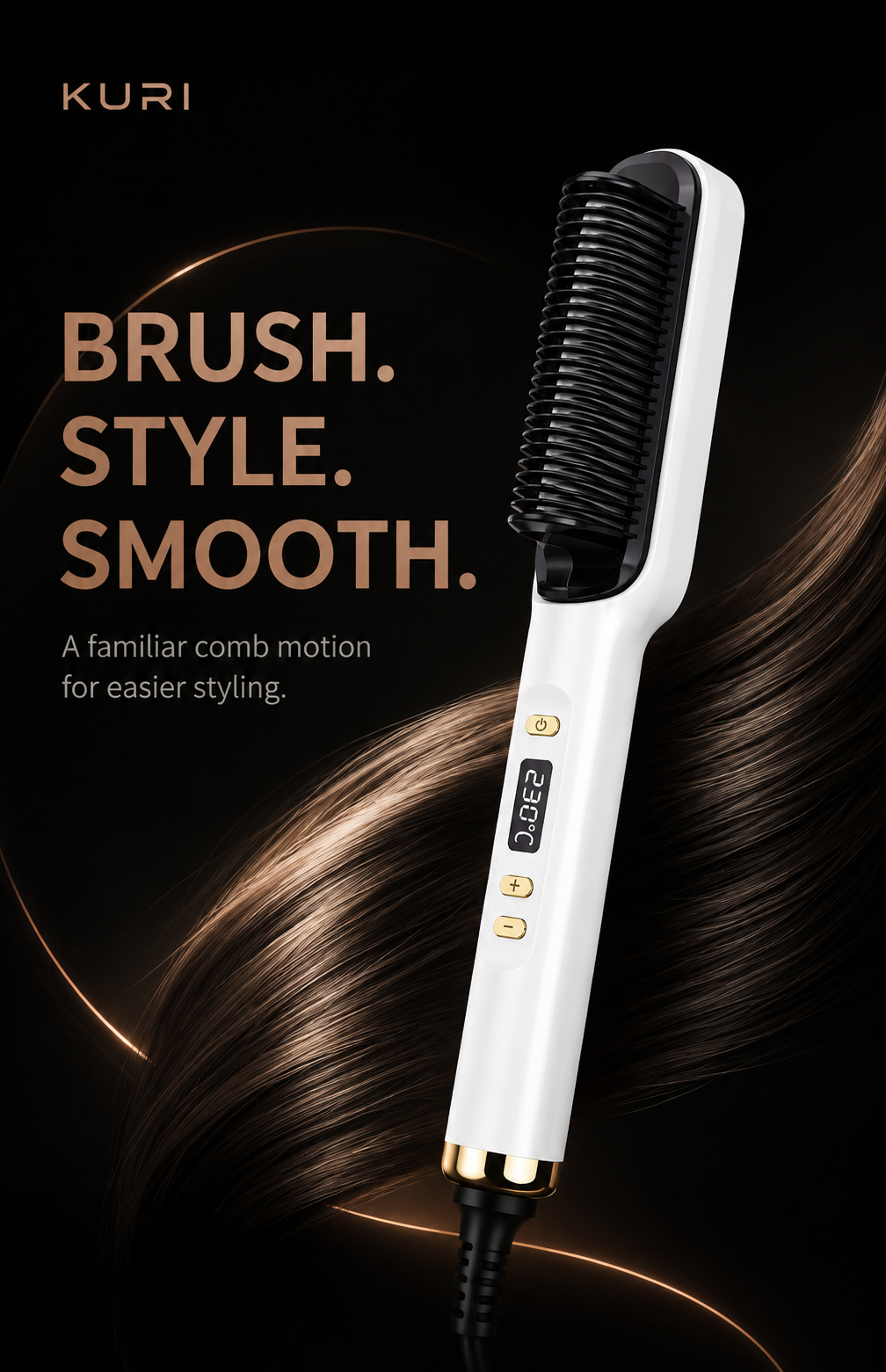 PTC Heated Hair Straightening Brush with LED Display