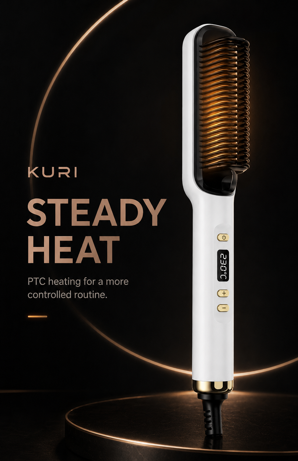 PTC Heated Hair Straightening Brush with LED Display