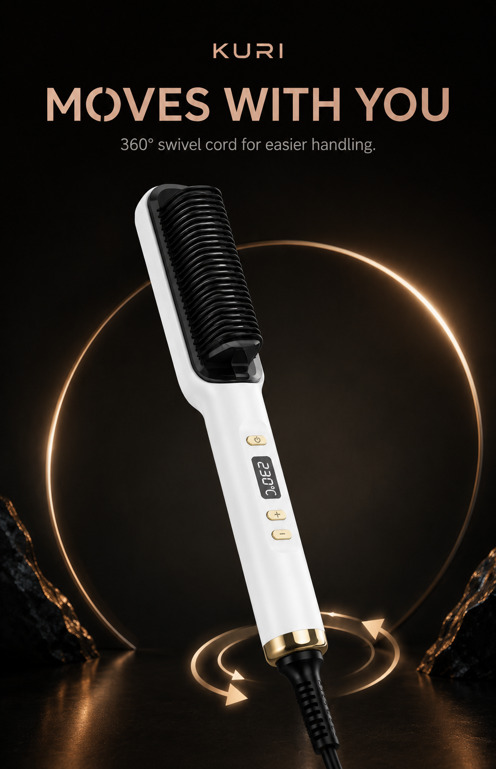 PTC Heated Hair Straightening Brush with LED Display