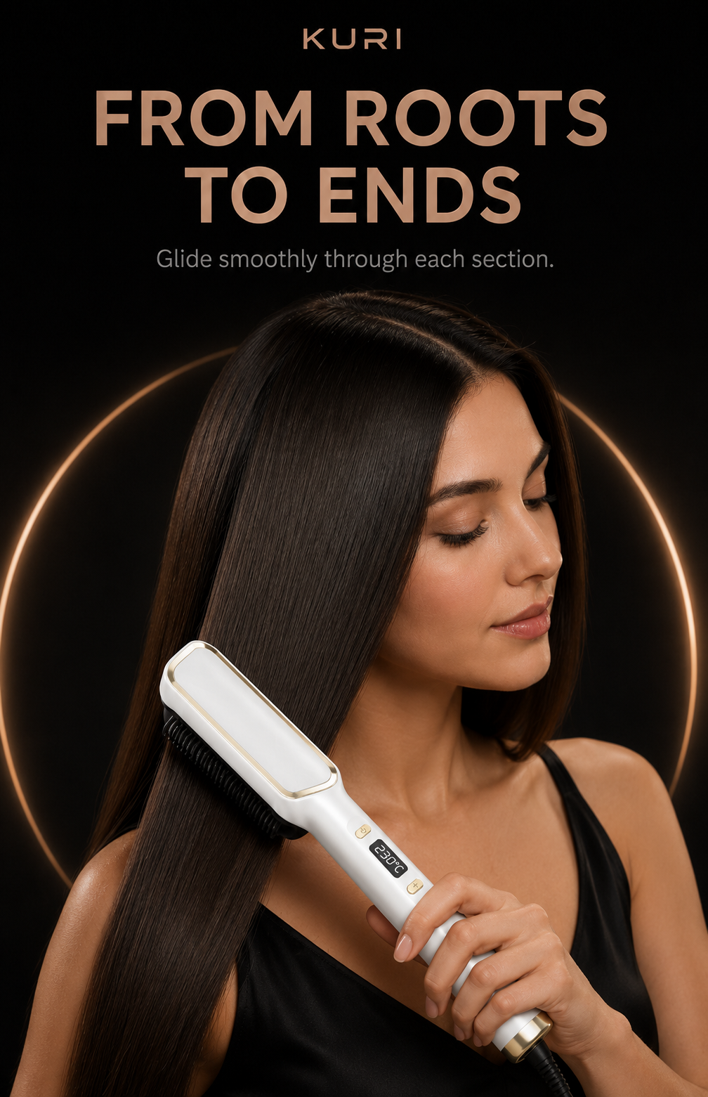 PTC Heated Hair Straightening Brush with LED Display