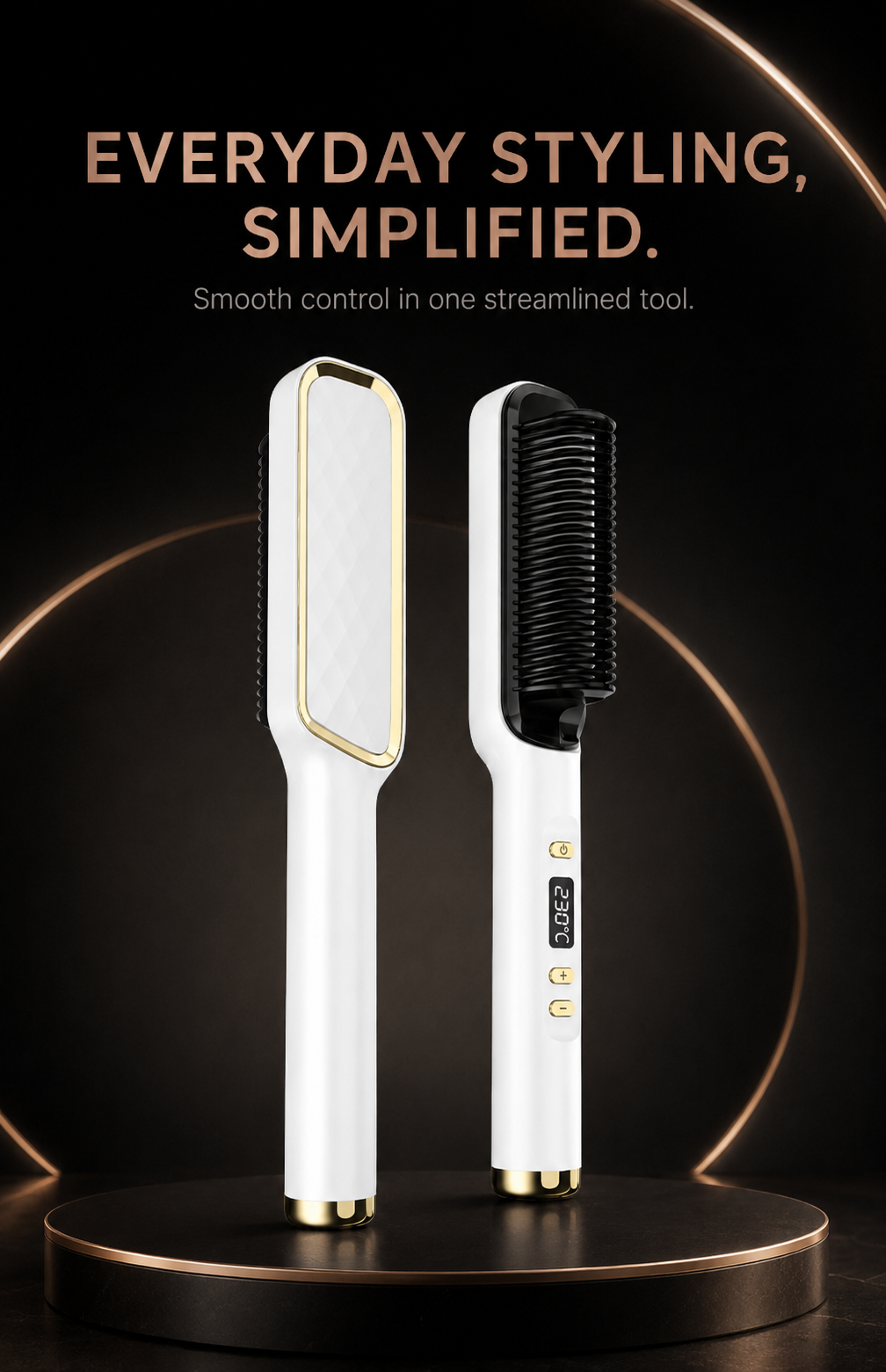 PTC Heated Hair Straightening Brush with LED Display