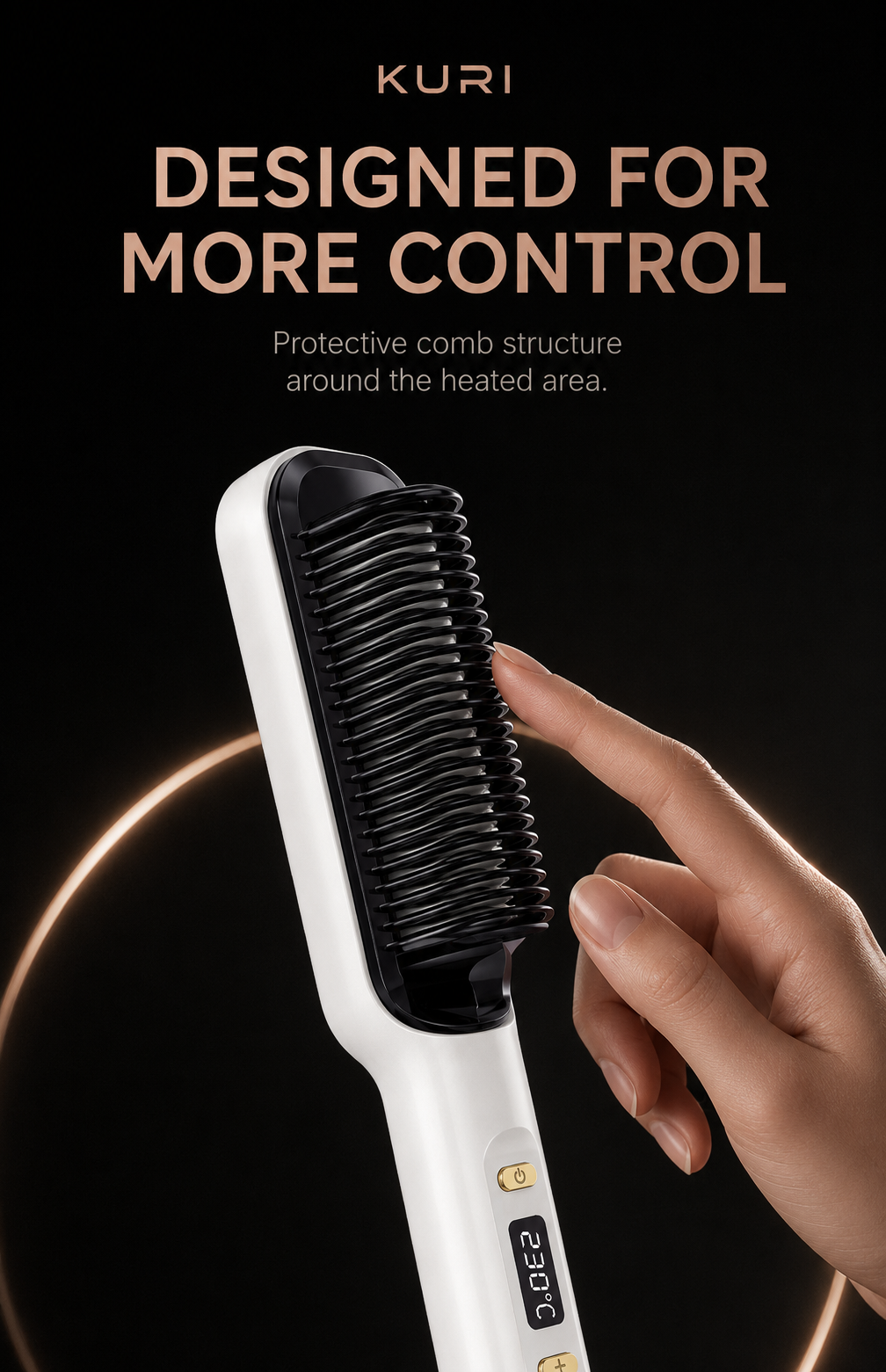 PTC Heated Hair Straightening Brush with LED Display
