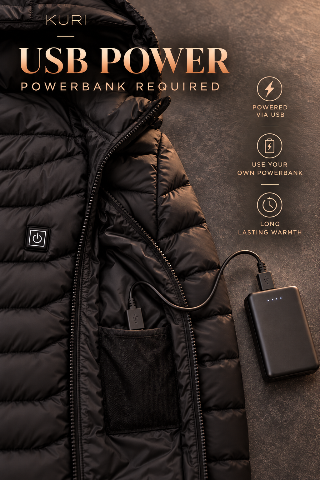 USB Heated Puffer Jacket